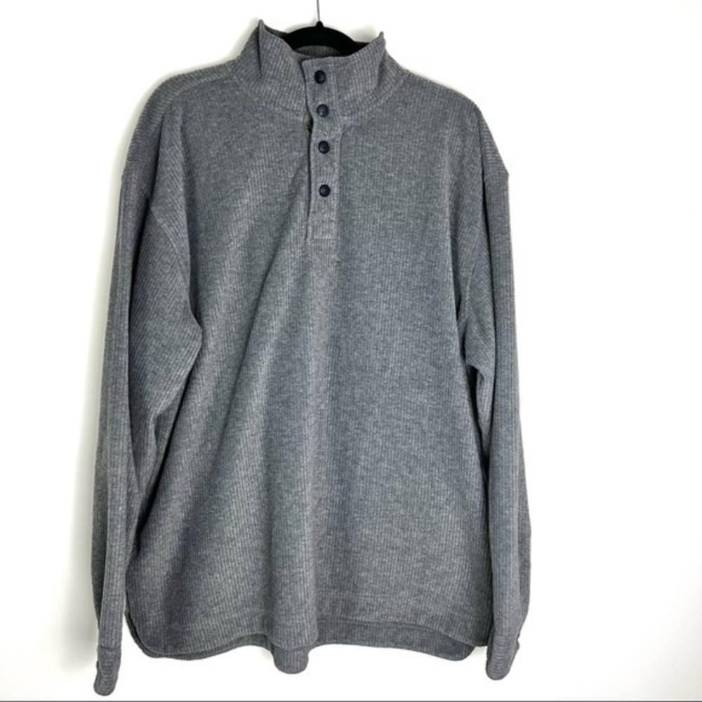 Structure Pullover Sweater mens button neck grey size XL